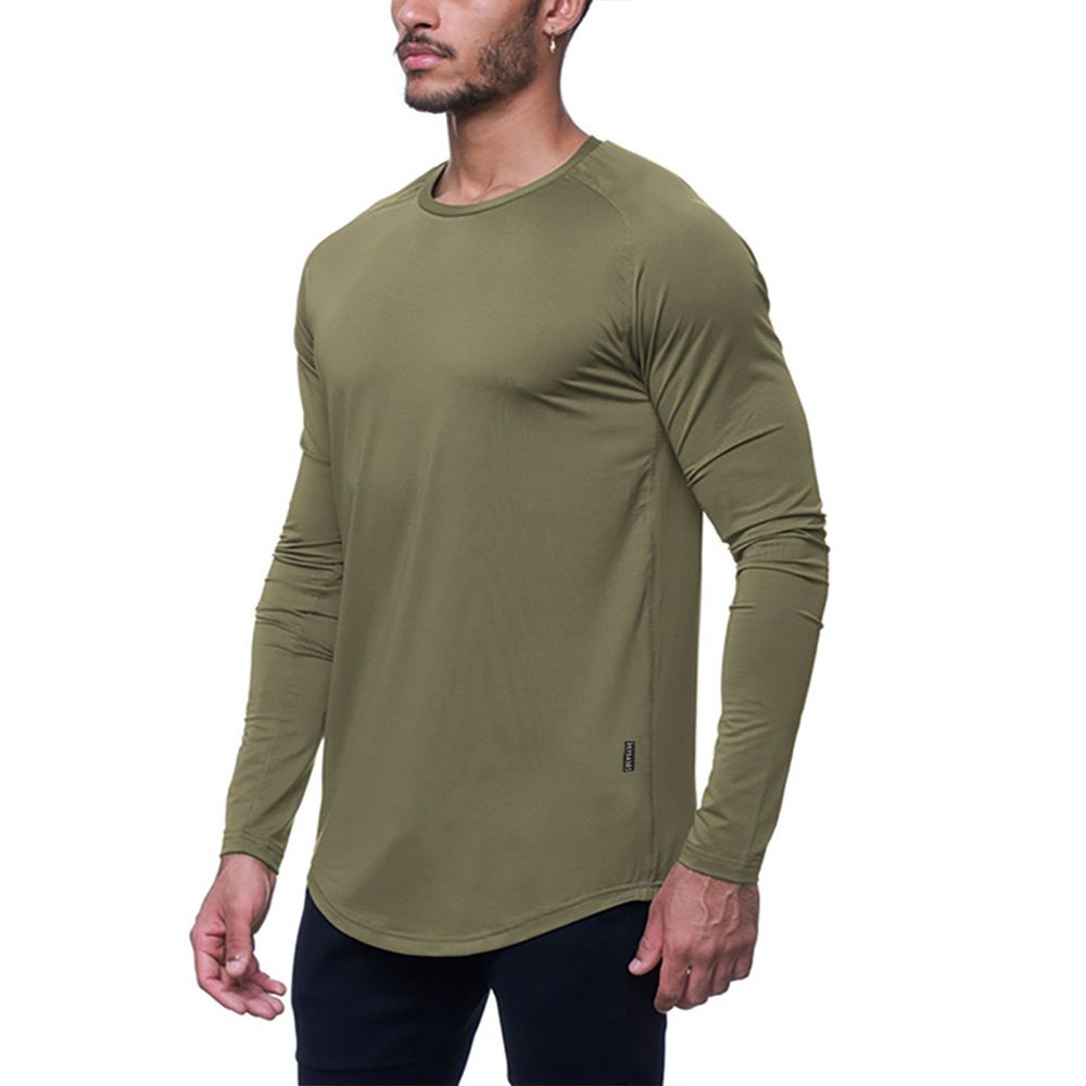 Men's Long-Sleeved T-Shirt Youth Large Size Round Neck Quick-Drying Clothing Mens Sports Bottoming Top