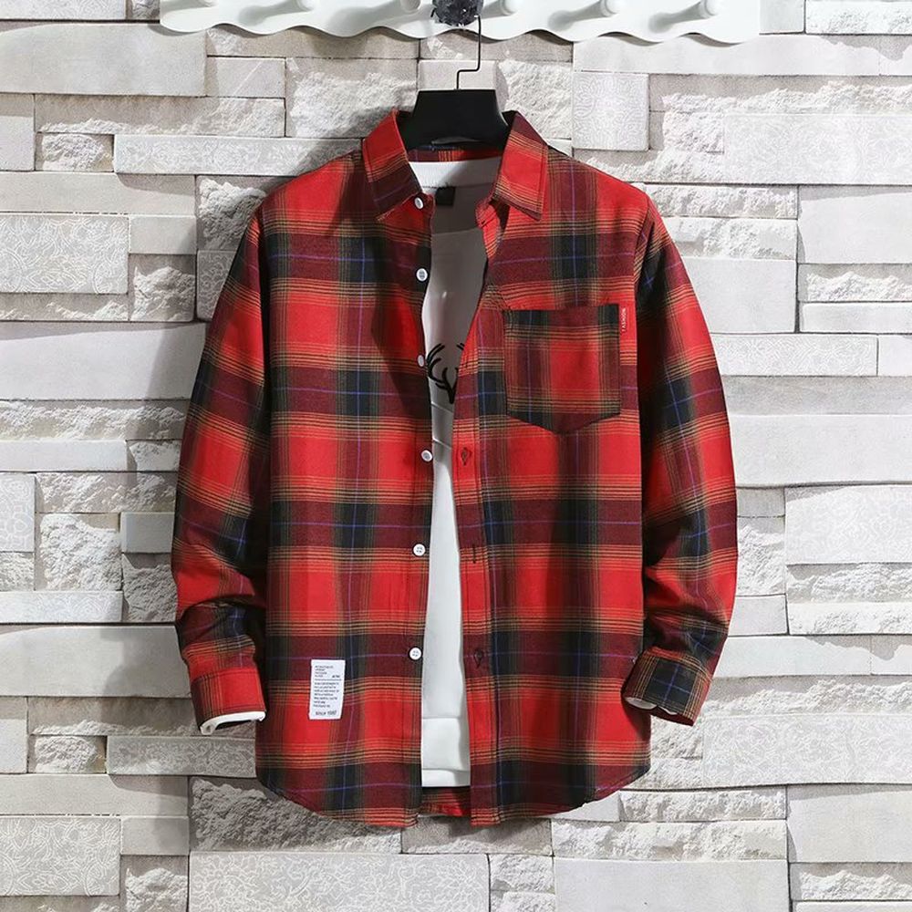 Fashion Casual Plaid Shirt Long Sleeve Loose Shirt For Men