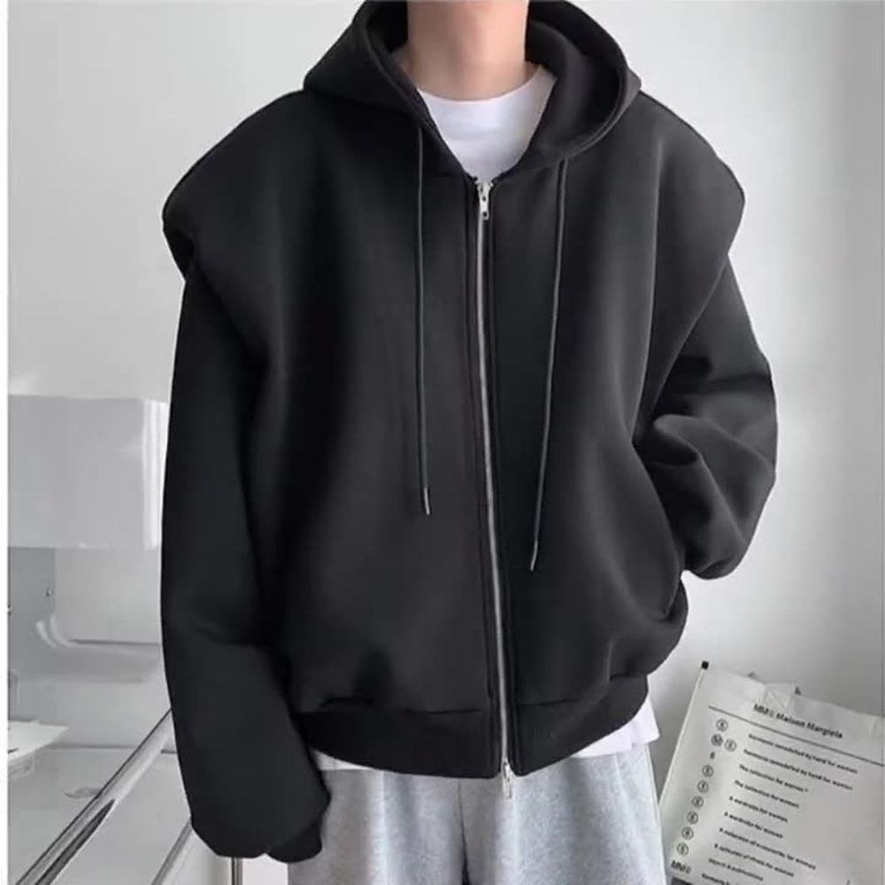 Loose-fitting Long-sleeved Padded Shoulder Hooded Sweatshirt for Men Fashion Outwear
